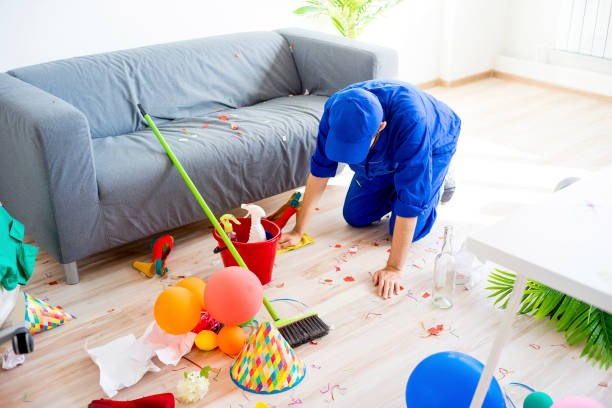 mr handyman cleaning a mess after a party